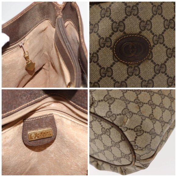 GUCCI GG Supreme Shoulder Bag PVC Leather Beige - Picture 12 of 15